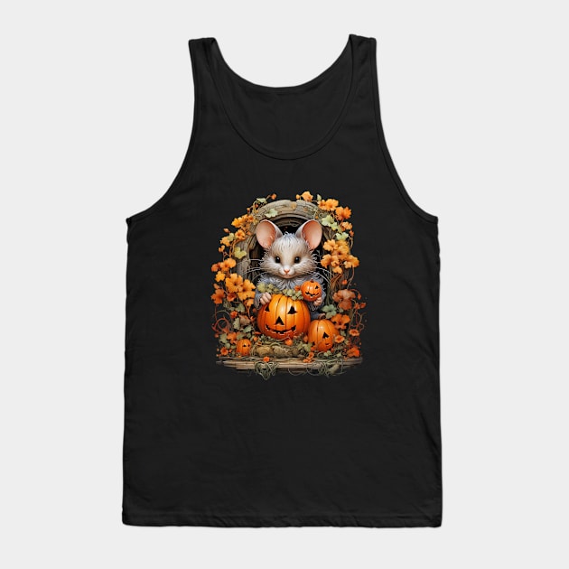 Halloween Pumpkin Mouse Tank Top by tfortwo